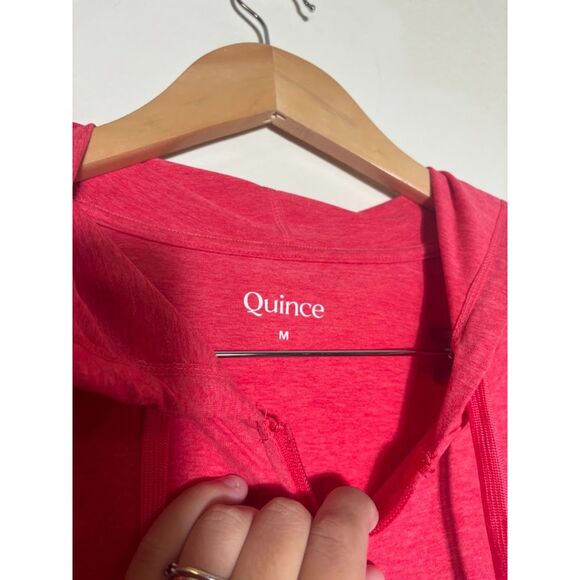 Quince Flowknit Full Zip Hoodie Size Medium Pink Heather Sweatshirt Athleisure - Picture 4 of 6